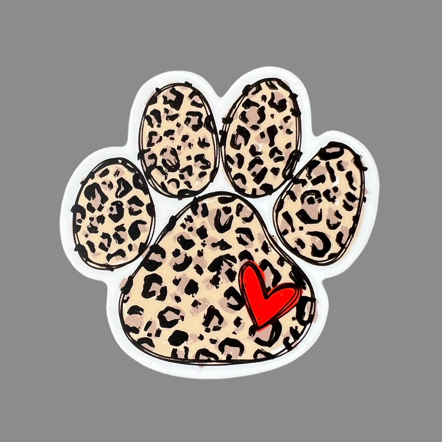 Leopard Paw with heart - sticker
