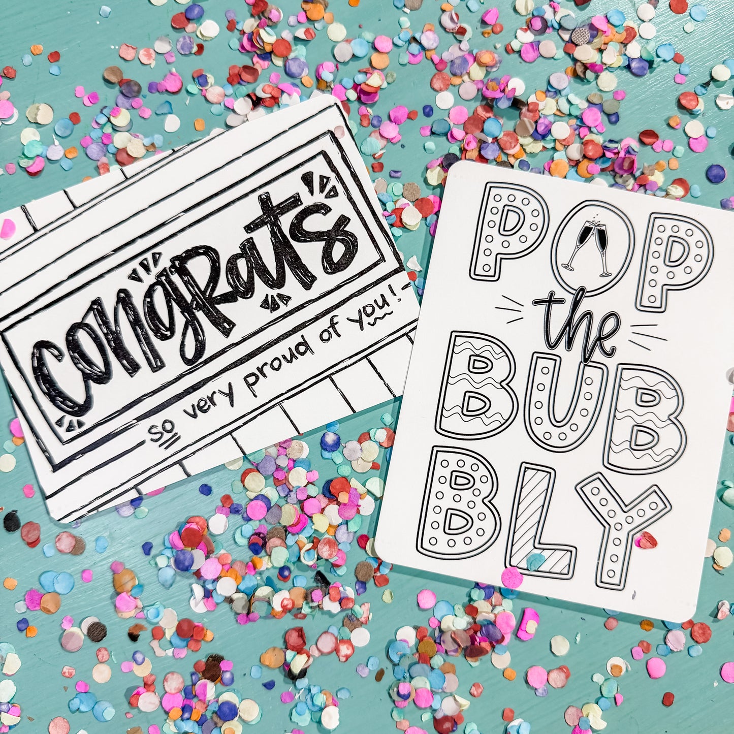 Congrats & Pop the Bubbly — Duo Card Set