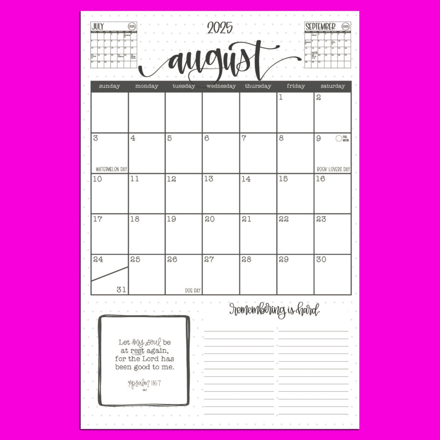 ‘25-‘26 VERTICAL Academic Desk Calendar