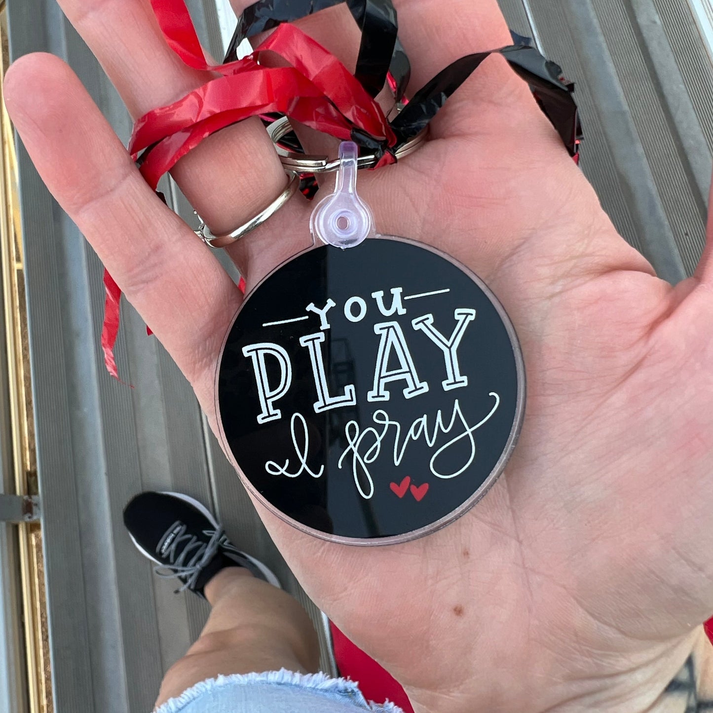 Keychain: “You play, I pray” (RED)