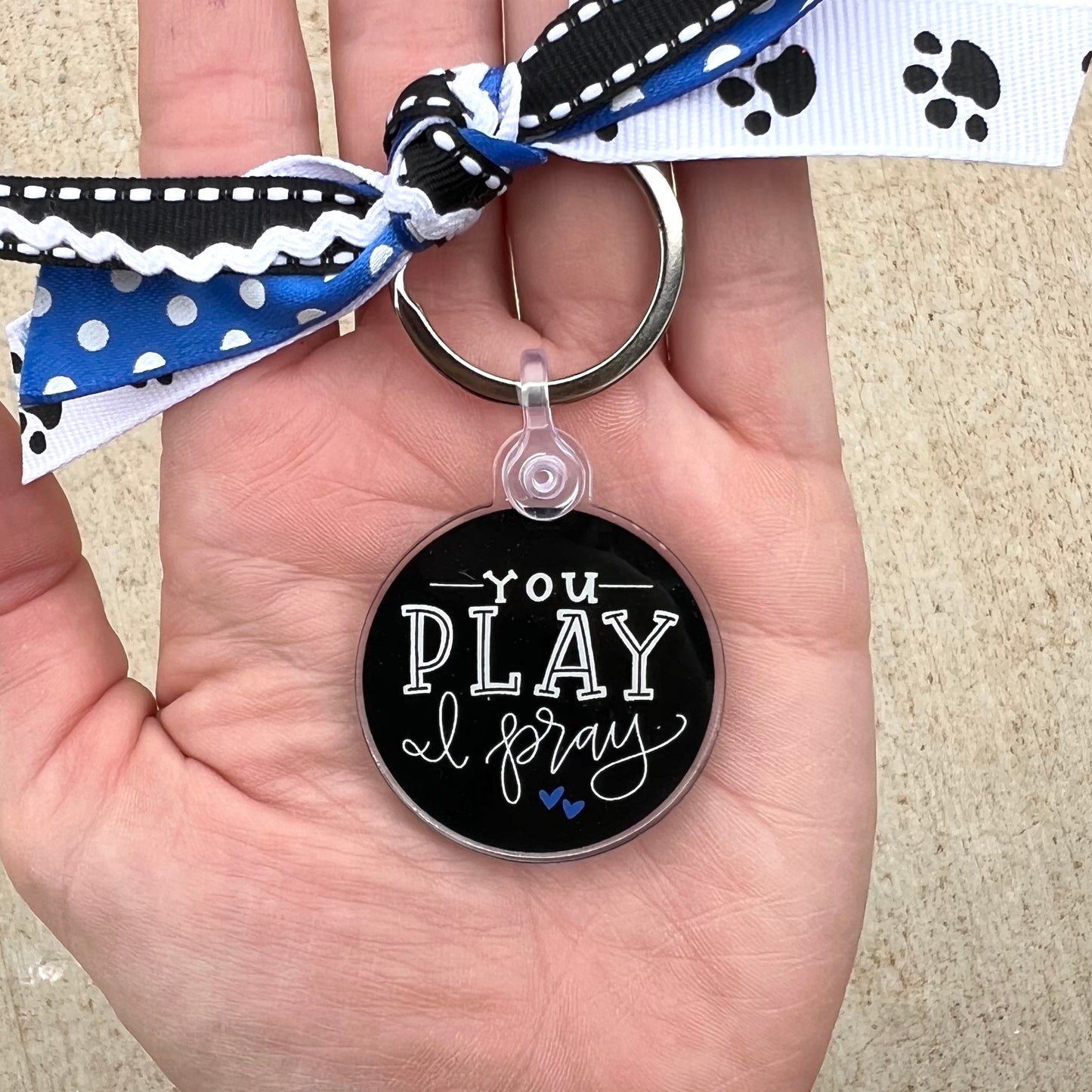 Keychain: “You play, I pray” (BLUE)