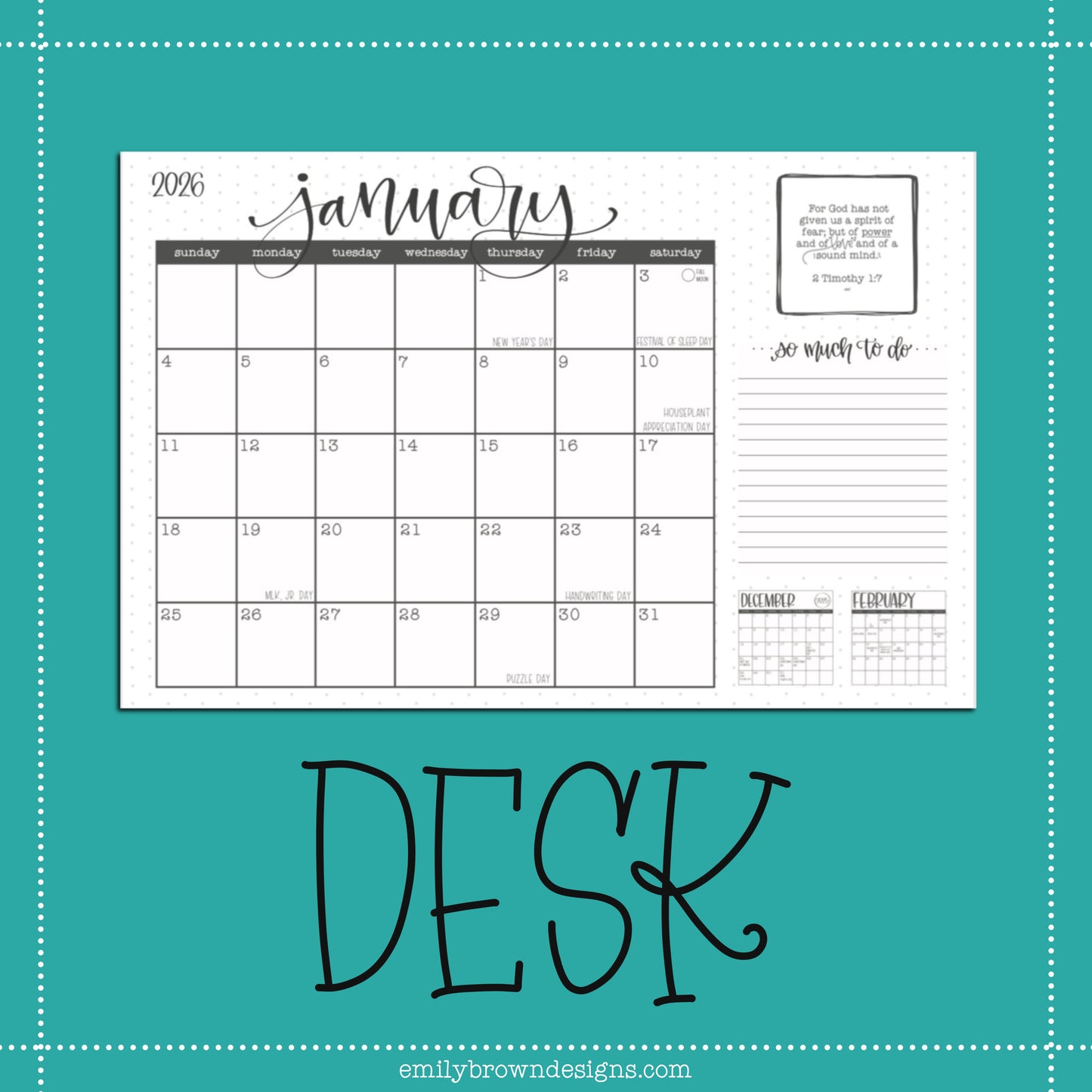 2026 Desk Calendar