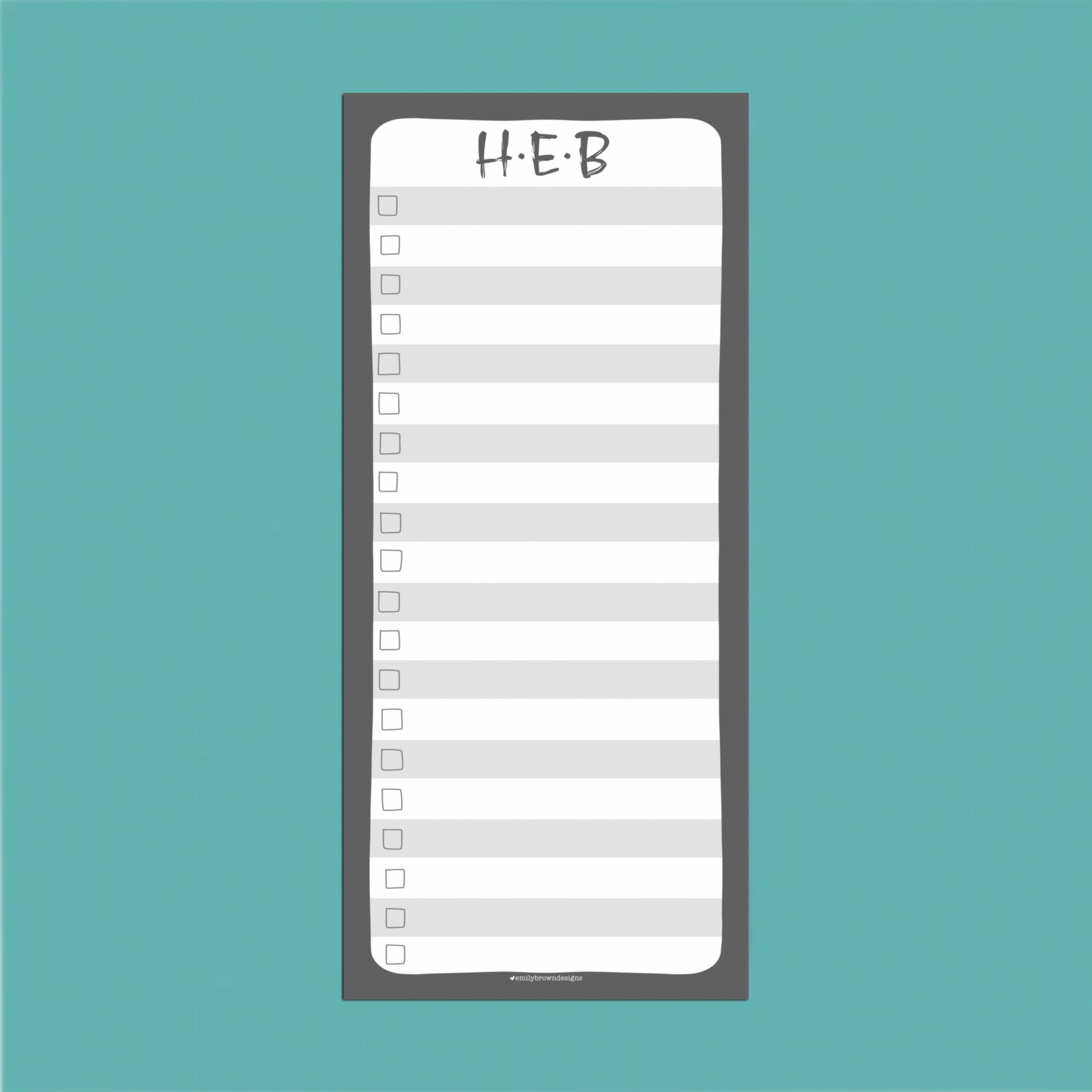She H Notepad H-E-B — TALL Notepad – Emily Brown Designs