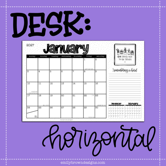 2027 Desk Calendar - HORIZONTAL