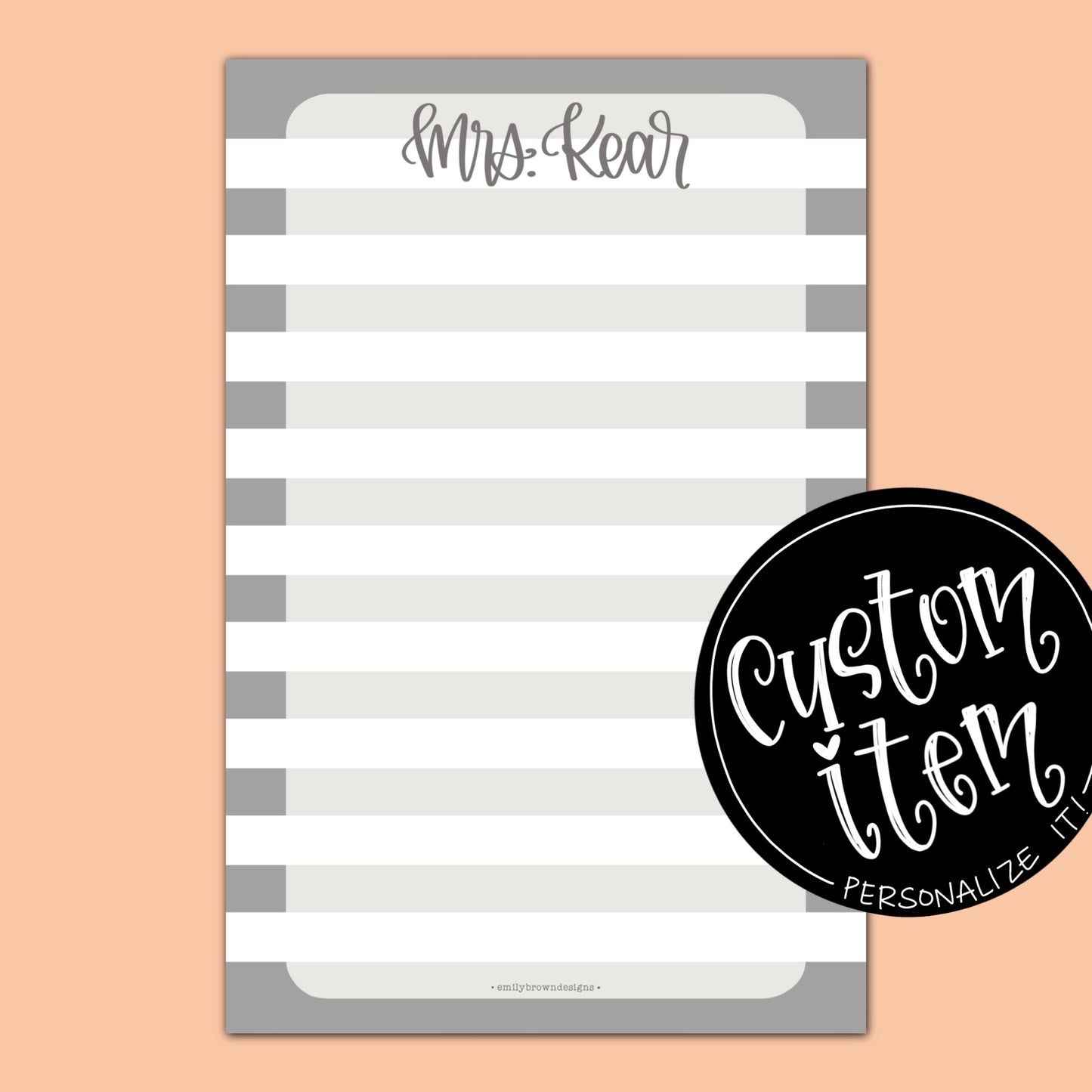 Custom Notepad — Large Stripes