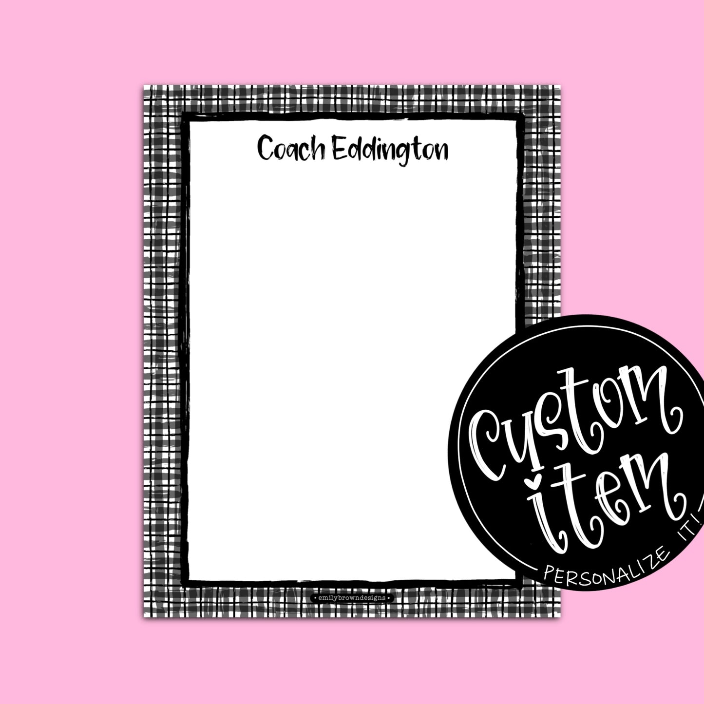 Custom Notepad — Small Plaid