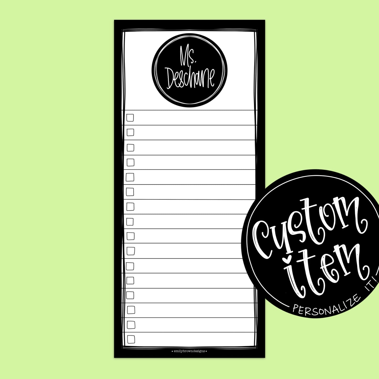 Custom Notepad — Tall Circle Top