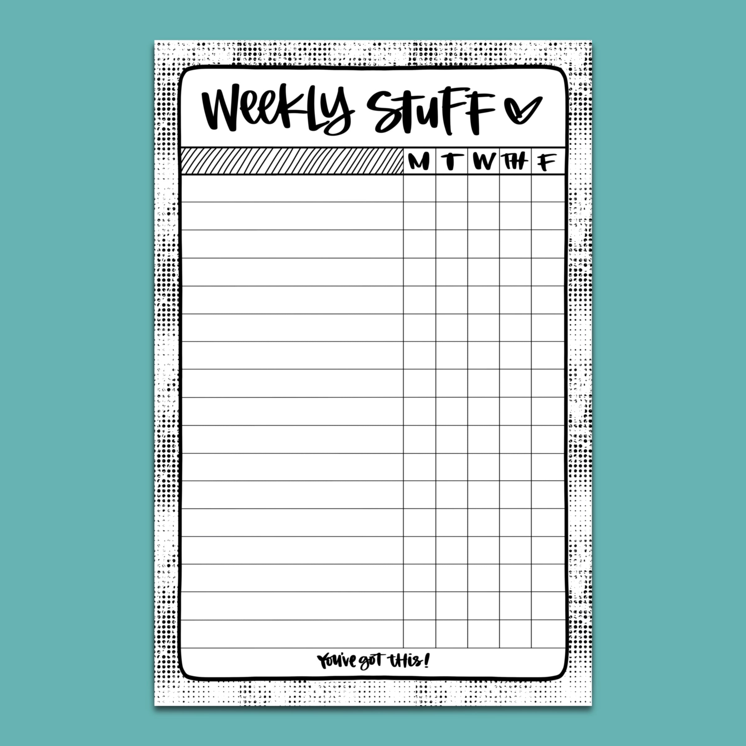 Week Stuff Weekly Stuff Chart — Notepad – Emily Brown Designs